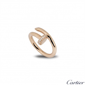 Cartier Rose Gold Diamond Juste Un Clou Ring Size 52 B4094800